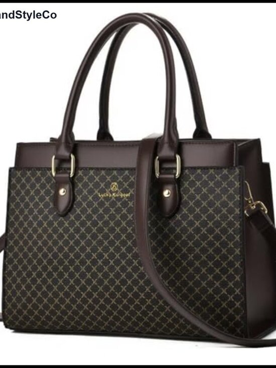 Handbags - Faux Leather Satchel Handbag Dual-Tone Tote Purse Crossbody Bag